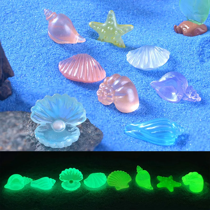 Mini Harz Muschel Schnecke Seestern Miniatur Figuren Süße Perlenmuschel Harz Handwerkskunst für Aquarium Mikrolandschaft Heimdekoration