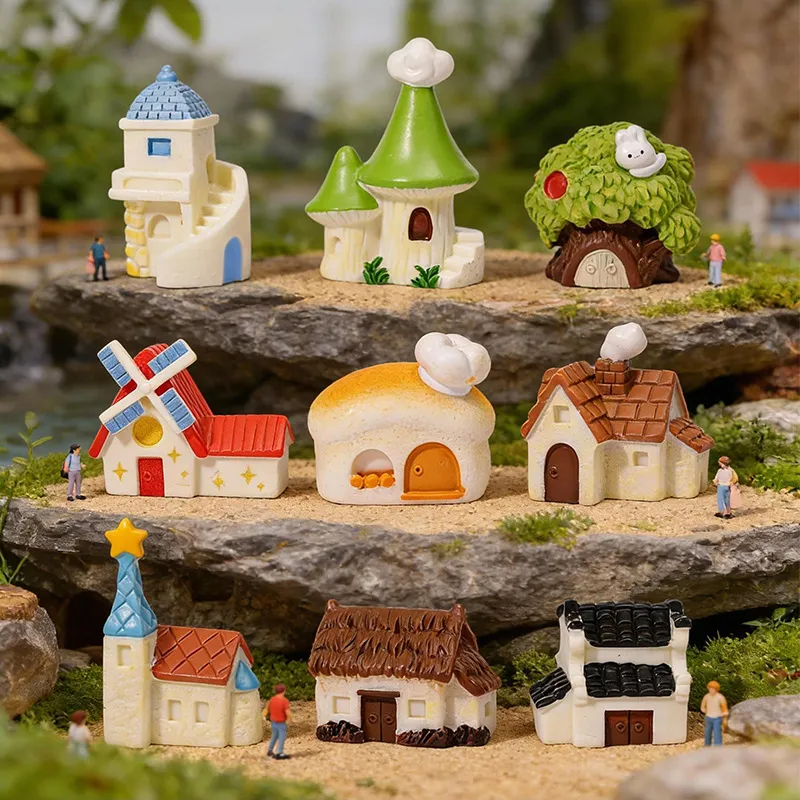Micro Paisaje Resina Miniatura Casa DIY Jardín Paisajismo Adorno De Escritorio Lindo Cuento De Hadas Miniatura Estatuilla Artesanía