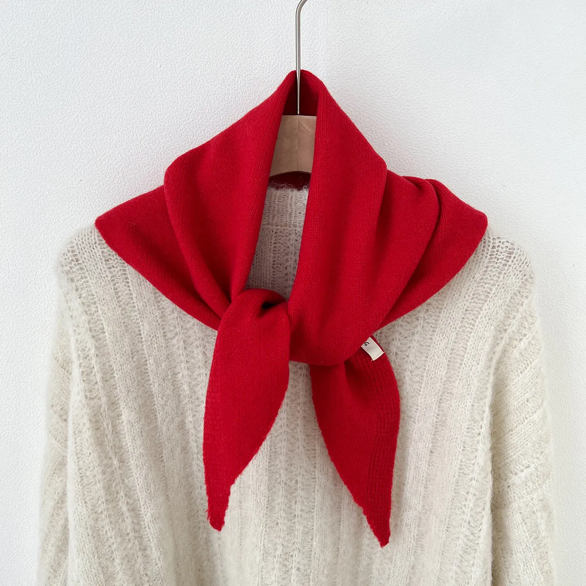 Vrouwen Winter Warm Effen Kleur Gebreide Driehoekige Sjaal Wolmix Sjaal Mode Halsdoek Dagelijkse Buiten Sjaal