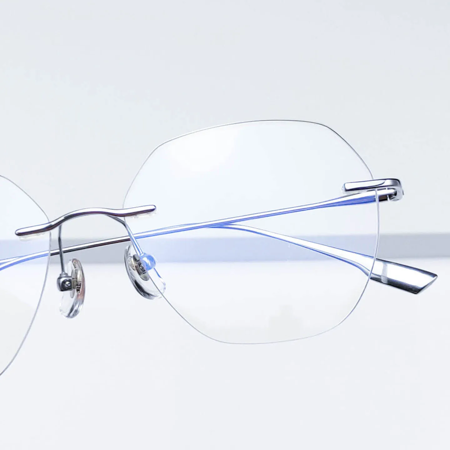 Monture de Lunettes Sans Monture en Titane Pur Hommes Femmes Designer Grand Bord Taillé en Diamant Lunettes de Vue Optiques