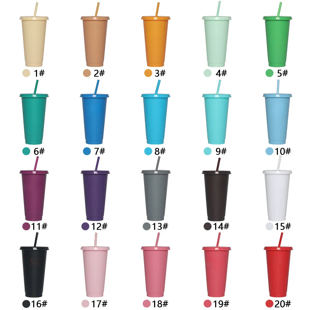 Grande Capacità Tinta Unita Plastica Bottiglia d'Acqua Con Cannuccia Bicchiere Termico Per Studenti Ufficio Uso Quotidiano