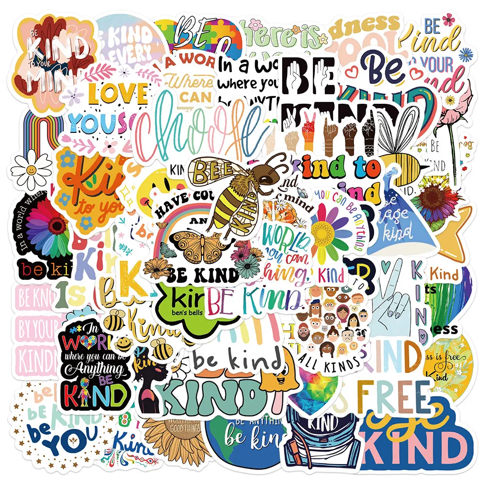 Adesivi Impermeabili in PVC Ispirazionali Be Kind Simpatici Slogan Motivazionali Decalcomanie Per Laptop Quaderno Custodia per Telefono Decorazione