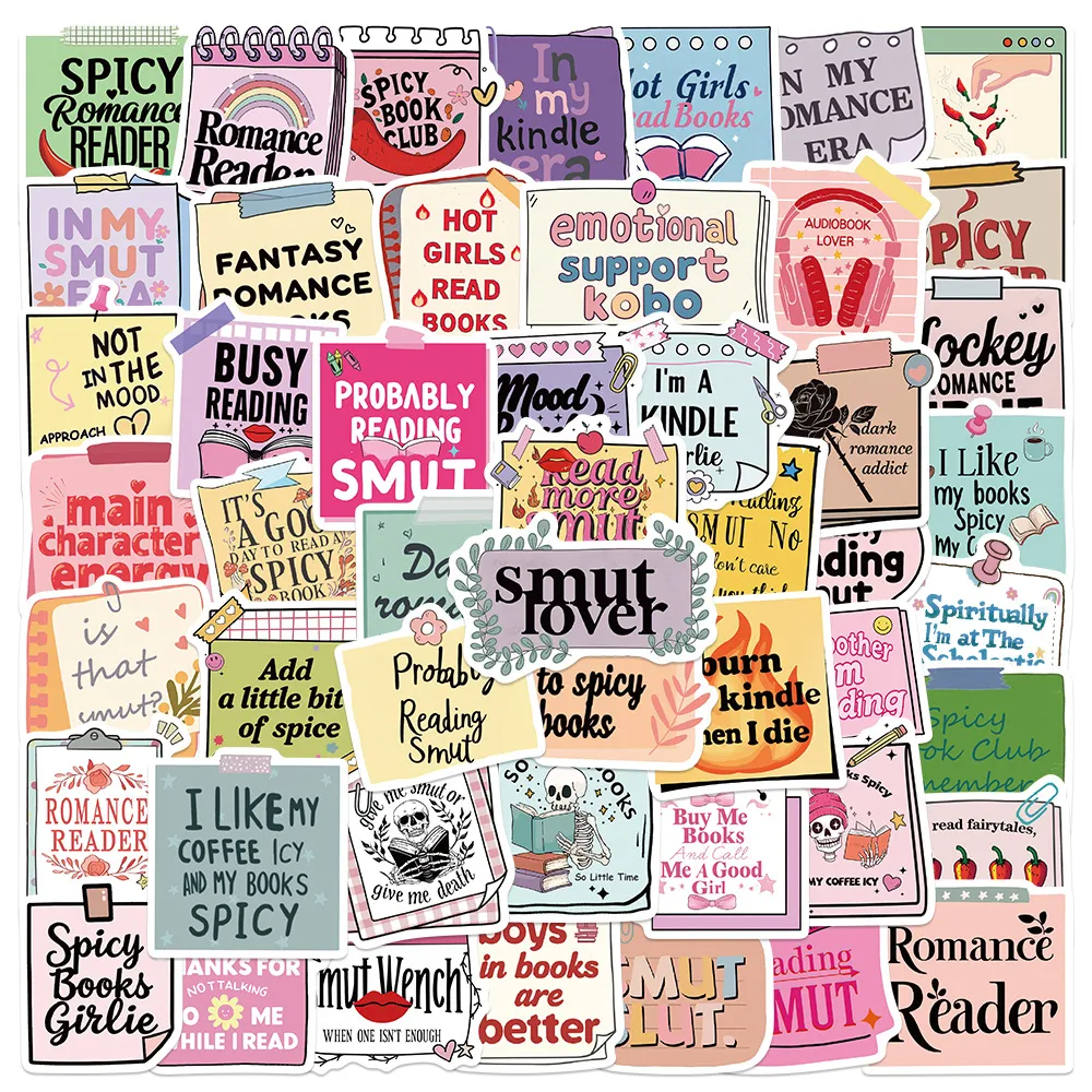 Bookish Waterproof PVC Decorative Stickers Cute Reading Theme Stationery Decals For Laptop Notebook Journal Envelope