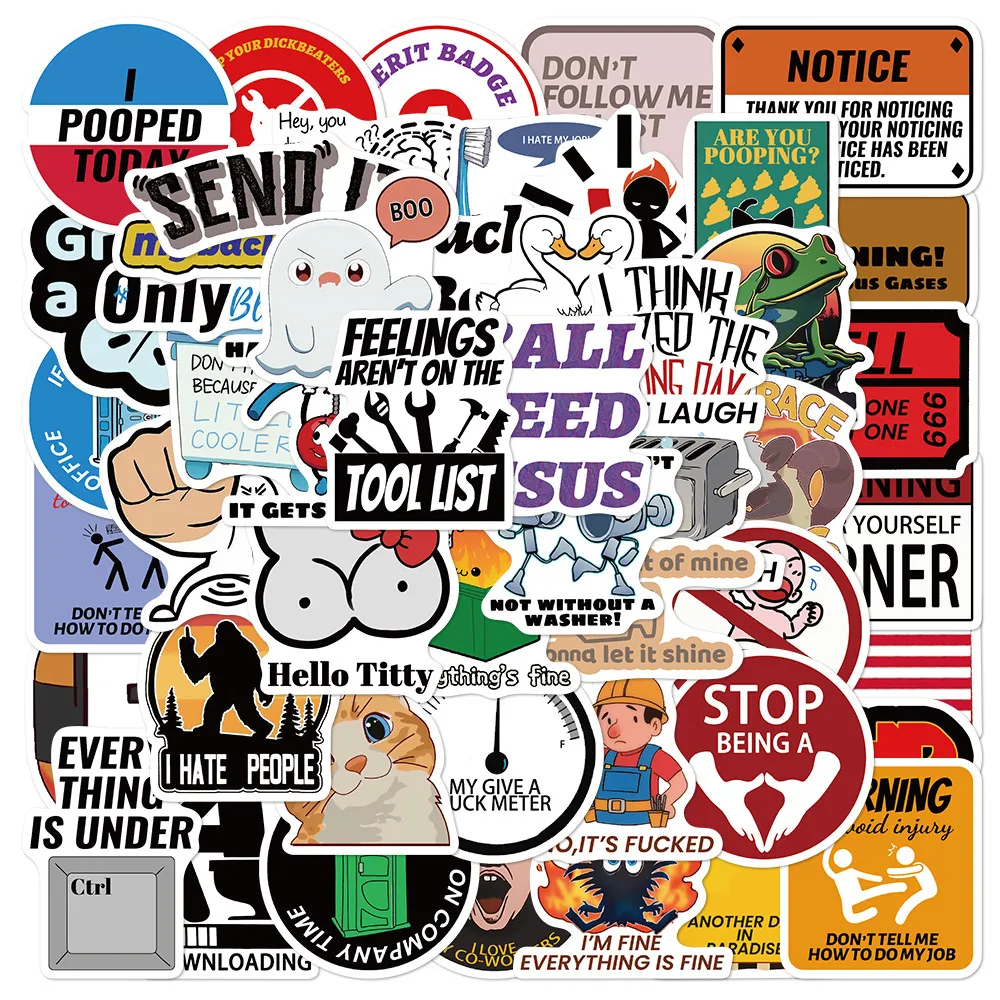 Waterproof Funny Meme Graffiti Stickers Pack PVC Cute Cartoon Decals For Laptop Journal Phone Case And Water Bottle