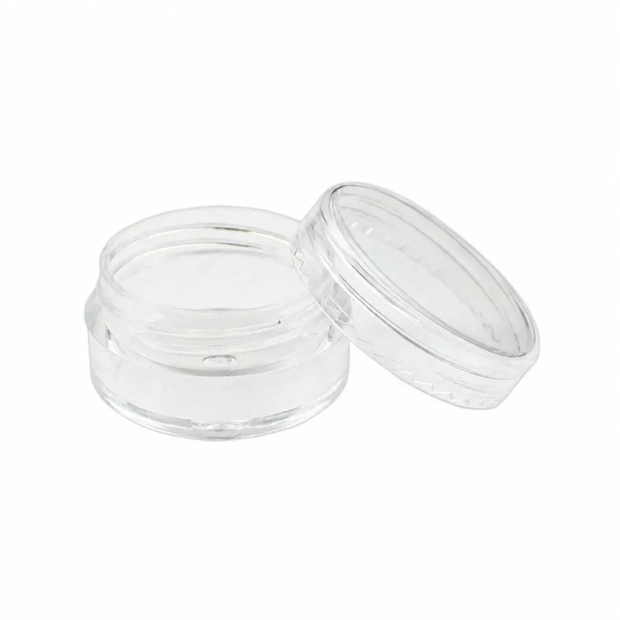 Transparent Plastic Cosmetic Sample Jar Cylindrical Empty Container With Flat Bottom Cover For Glitter Sequin Storage