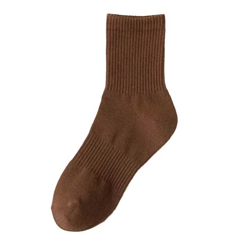 Men's Casual Crew Socks Solid Color Cotton Breathable Sweat Absorbent Deodorant