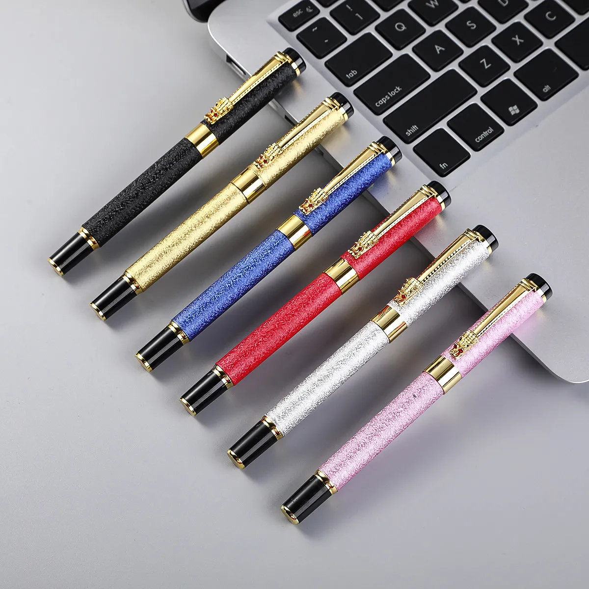 Chinese Style Dragon Metal Fountain Pen Business Fashion Gift Pen Wrinkle Paint Signature Pen Office Supplies