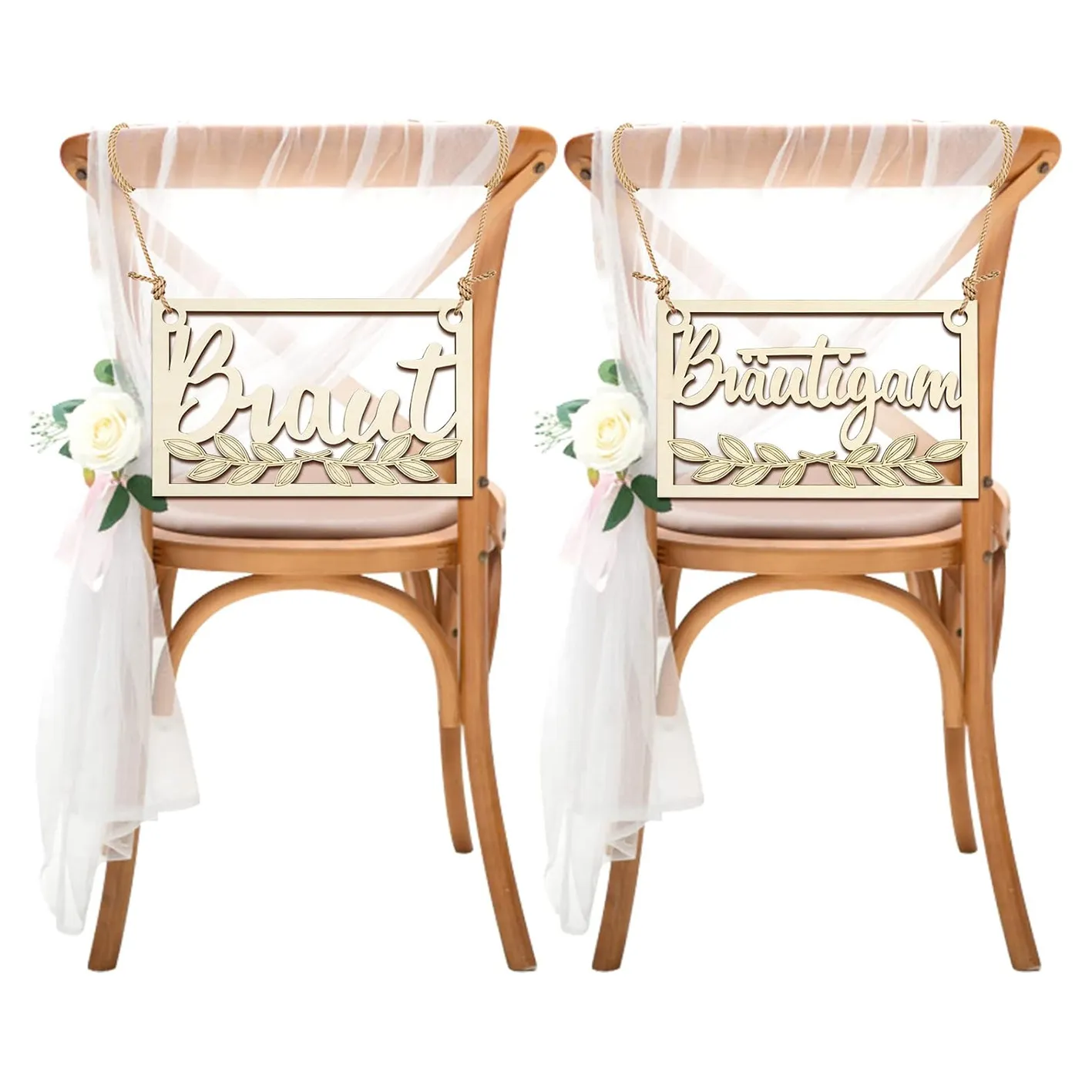 Hölzerne Hochzeit Stuhlrücken Schild Mr und Mrs Hängende Plaketten Rustikale Braut Bräutigam Stuhlschild für Hochzeit Dekor