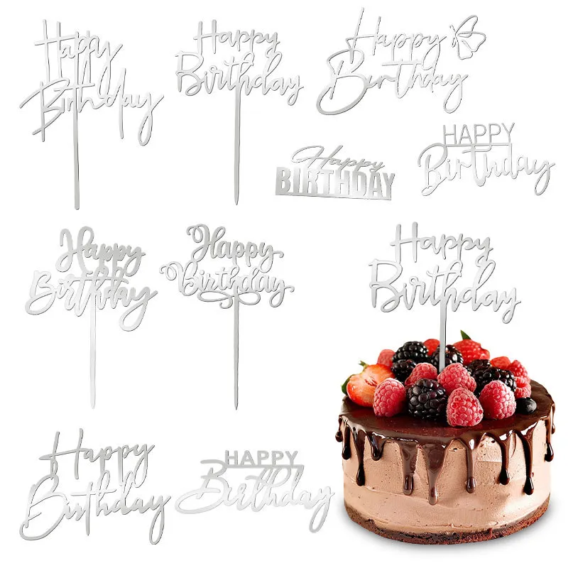 Καθρέφτης Ακρυλικό Happy Birthday Διακοσμητικό Τούρτας Χρυσό Ασημί Ροζ Χρυσό Επιγραφή Διακόσμησης Γενεθλίων Πάρτι