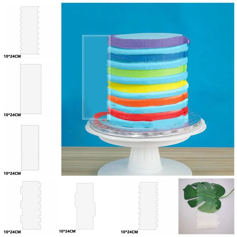 Transparent Acrylic Cake Scraper Cream Edge Smoother Baking Tool Pastry Cutter Cake Decorating Comb Kitchen Accessory