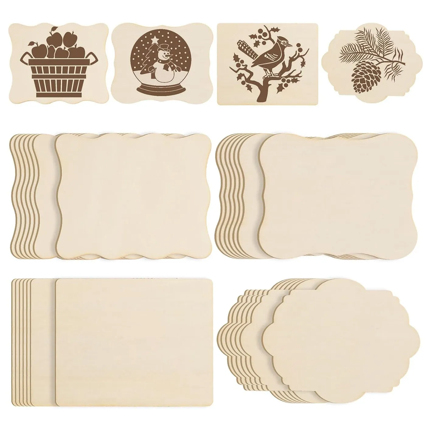 Rodajas de Madera en Blanco Sin Terminar DIY Posavasos Artesanía Pintura Virutas de Madera para Decoración Navideña del Hogar