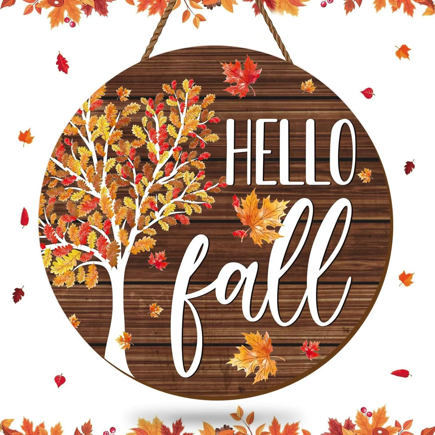 Wooden Fall Thanksgiving Halloween Front Door Sign Maple Witch Ghost Hanging Plaque Indoor Outdoor Home Porch Decor