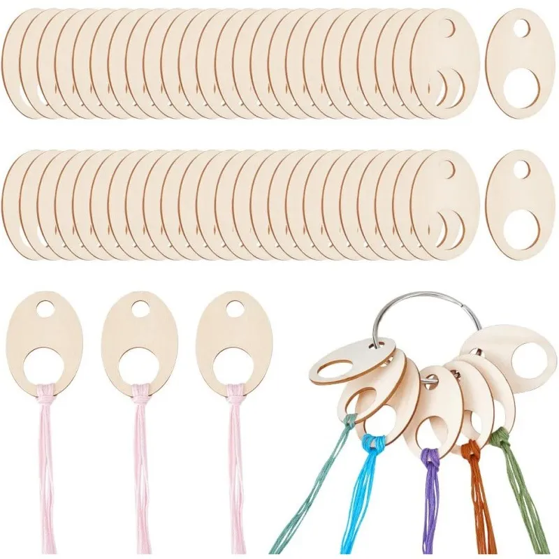 Wooden Cross Stitch Thread Organizer Geometric Floss Drop Bobbins Sewing Craft Storage Board With Metal Ring Holders
