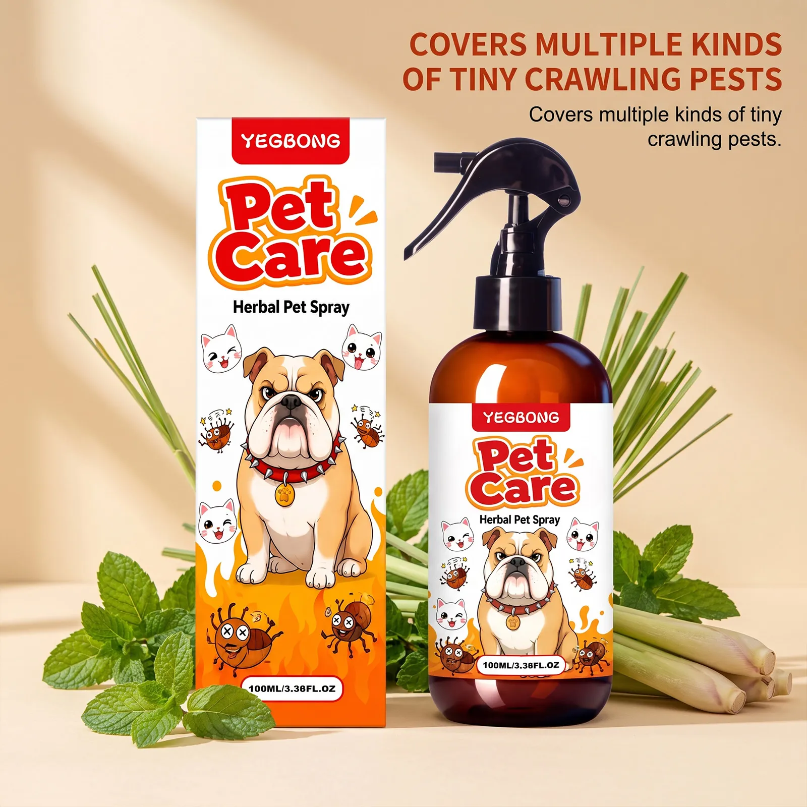 Spray Repelente de Pulgas y Garrapatas a Base de Hierbas para Perros Protección Eficacia Cuidado Diario Suministros de Limpieza