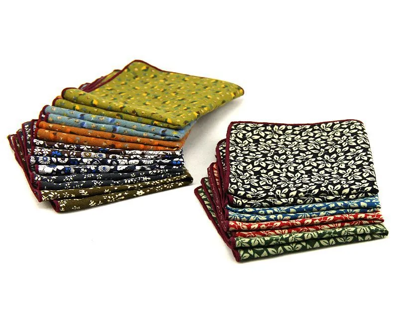 Pañuelo de Bolsillo de Algodón para Hombre Estampado Floral Pañuelo de Traje Accesorios de Moda para Boda de Negocios
