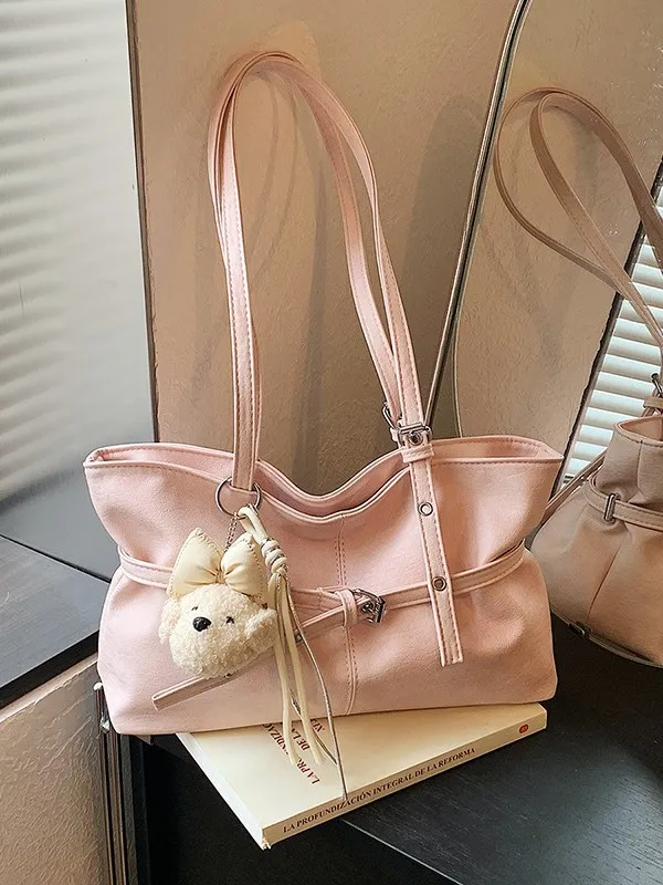 Sac Cabas Souple en Cuir PU pour Femmes Grande Capacité Sac d'Épaule de Navette Sac à Main de Mode