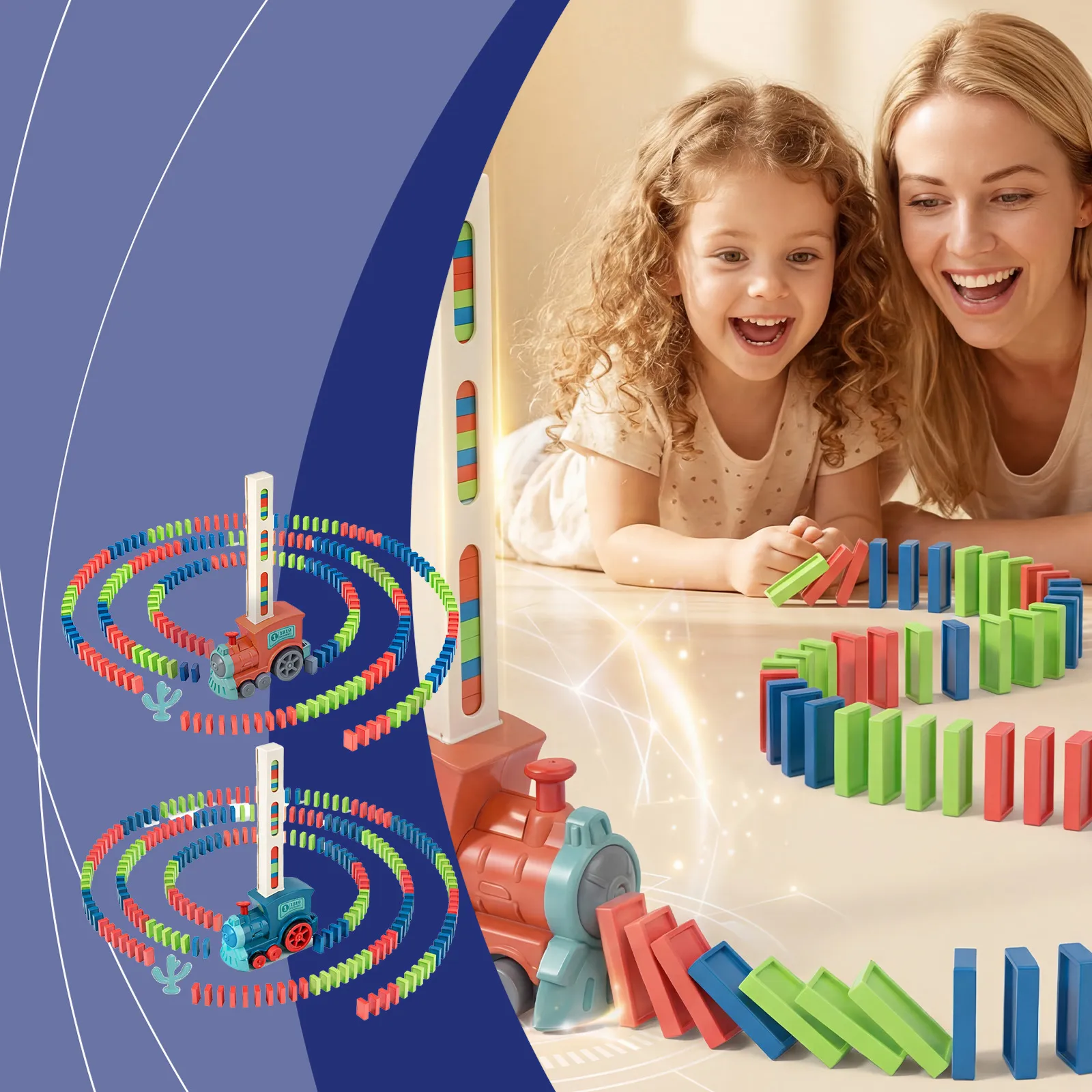 Kids Electric Domino Train Toy Set Automatic Laying Dominoes Blocks Versatile Tracks Educational Toy Gift For Children