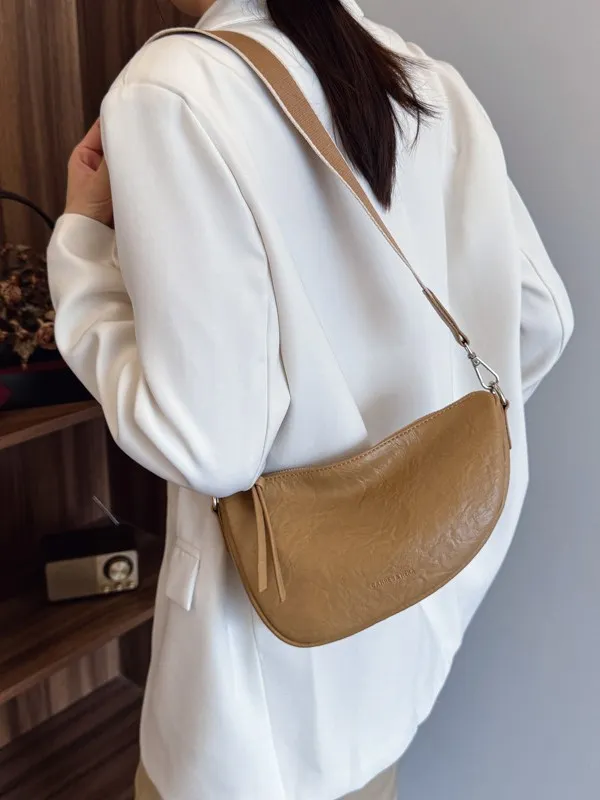 Dames Vintage PU Leer Schoudertas Casual Kleine Zadel Dumpling Tas Trendy Oksel Hobo Schoudertas