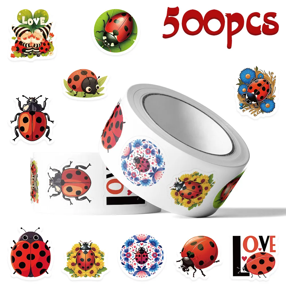 Cartoon Ladybug Adhesive Stickers Waterproof Decals For Luggage Notebook Phone Cute Decorative Pattern