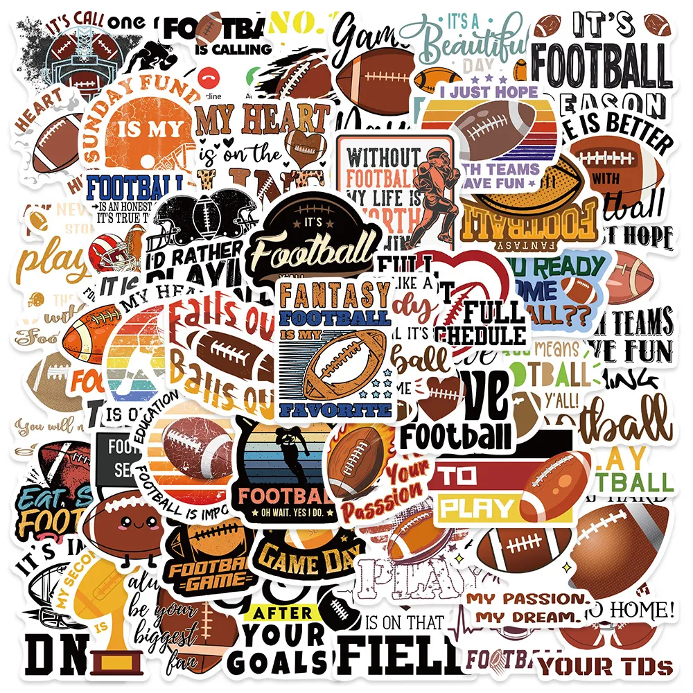 Autocollants PVC Imperméables de Série de Football Américain DécalcomANIES Rétro Graffiti Pour Ordinateur Portable Téléphone Casque Autocollant Décoratif DIY