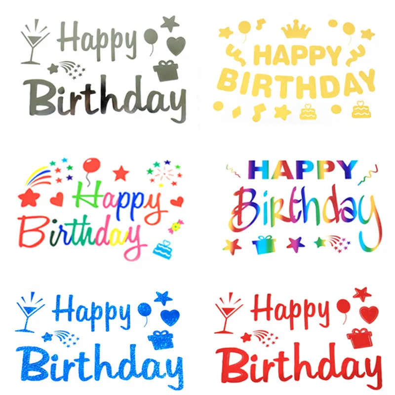 Gelukkige Verjaardag Ballon Stickers Kleurrijke Letter Decals Voor Bobo Ballons Folie Ballons Feestdecoratie Benodigdheden