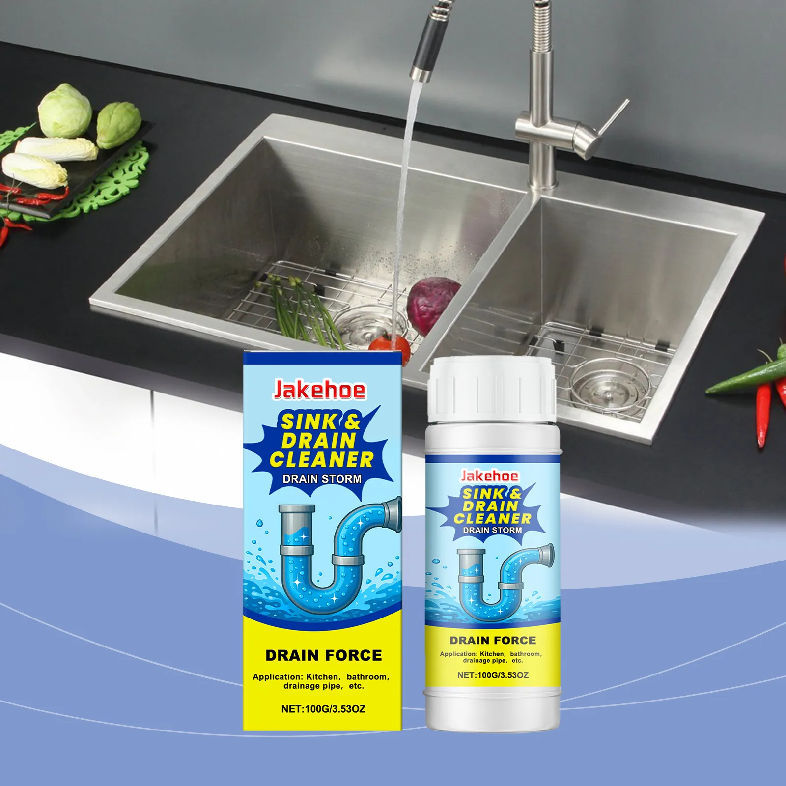 Powerful Drain Clog Remover Powder Sink And Pipe Cleaner For Kitchen And Bathroom Rapid Dissolve Deodorizer