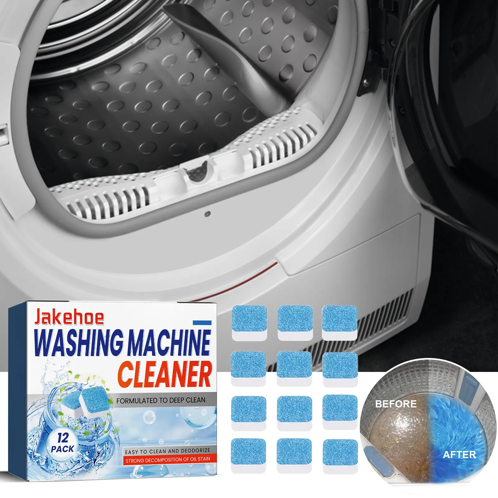 Nettoyant pour Machine à Laver Pastilles Effervescentes Nettoyage en Profondeur Désodorisant Détartrant Appareil de Buanderie Domestique Tablette de Nettoyage