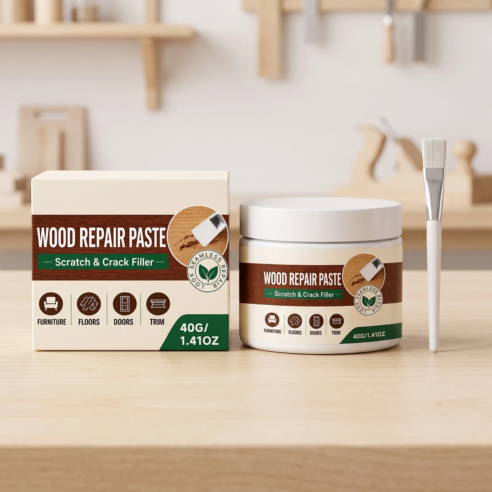 Weiß Holzreparaturpaste Für Möbel Kratzer Und Risse Bodenpflege Mit Reinigungsbürste Heimwerker