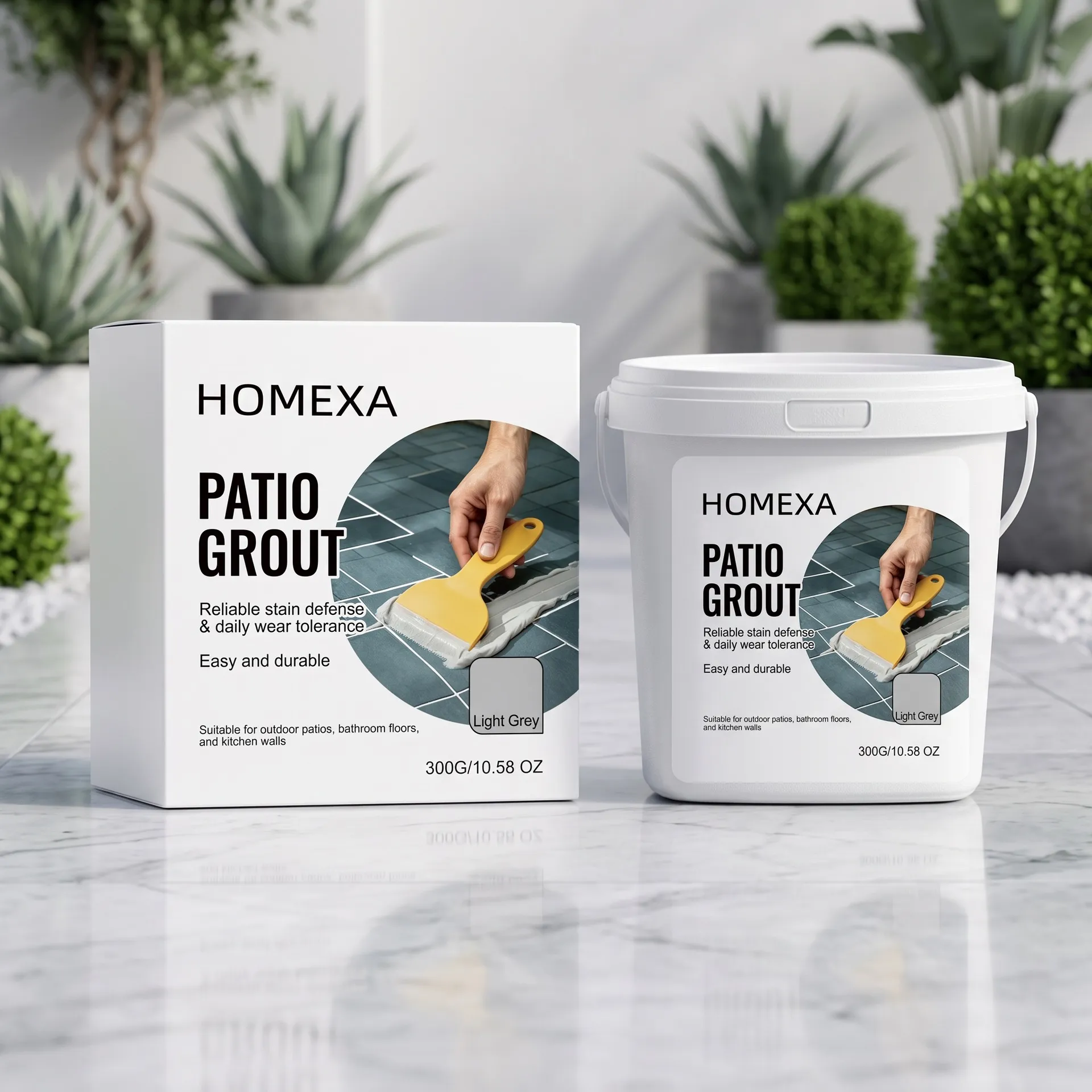 HOMEXA Σφραγιστικό Πλακιδίων Ανοιχτό Γκρι Αδιάβροχο Αντιμικροβιακό Πλήρωσης Κενών Πάστα Επισκευής Για Μπάνιο Κουζίνα Δάπεδο και Τοίχο