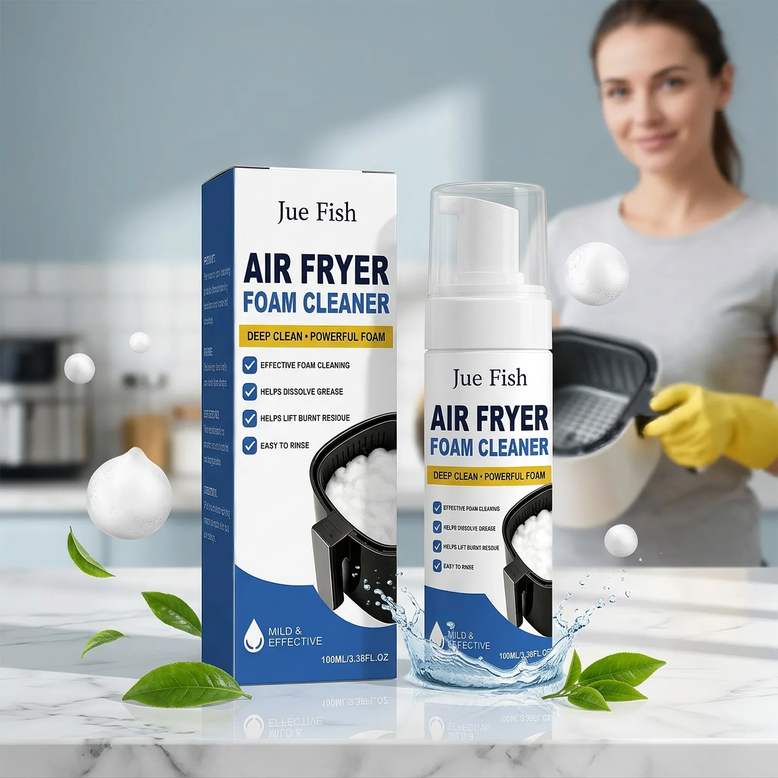 Nettoyant Mousse pour Friteuse Sans Huile Nettoyage en Profondeur Dégraissant Puissant Spray Multi-Usage Cuisine