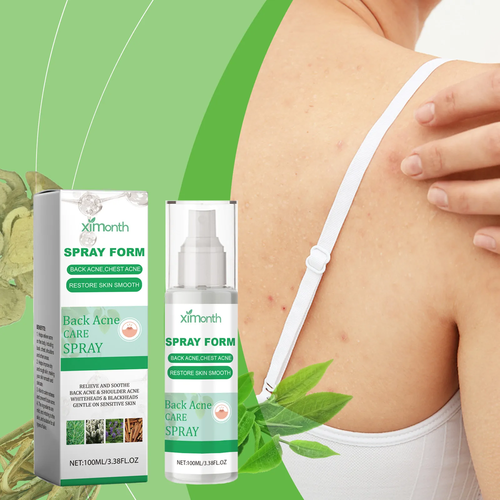 Salicylzuur Lichaamsspray Kruiden Peeling Rugacne Behandeling Hydraterend Verfrissende Huidverzorging