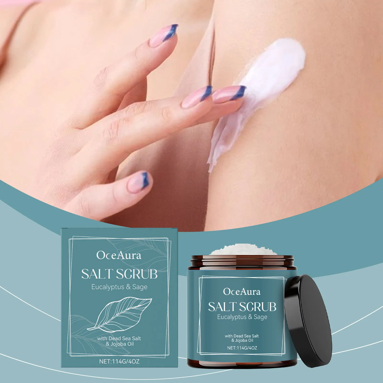 Gommage Corps Sel de Mer Eucalyptus Sauge Exfoliant Profond Gommage Minéral Naturel Soin Hydratant pour la Peau Lisse