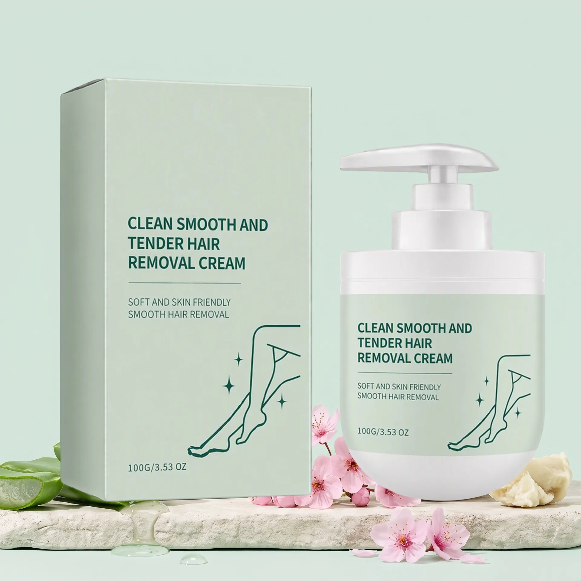 Crème Dépilatoire Hydratante Soin de la Peau Doux et Lisse Épilateur Corporel Extrait de Plante Crème en Flacon Pompe