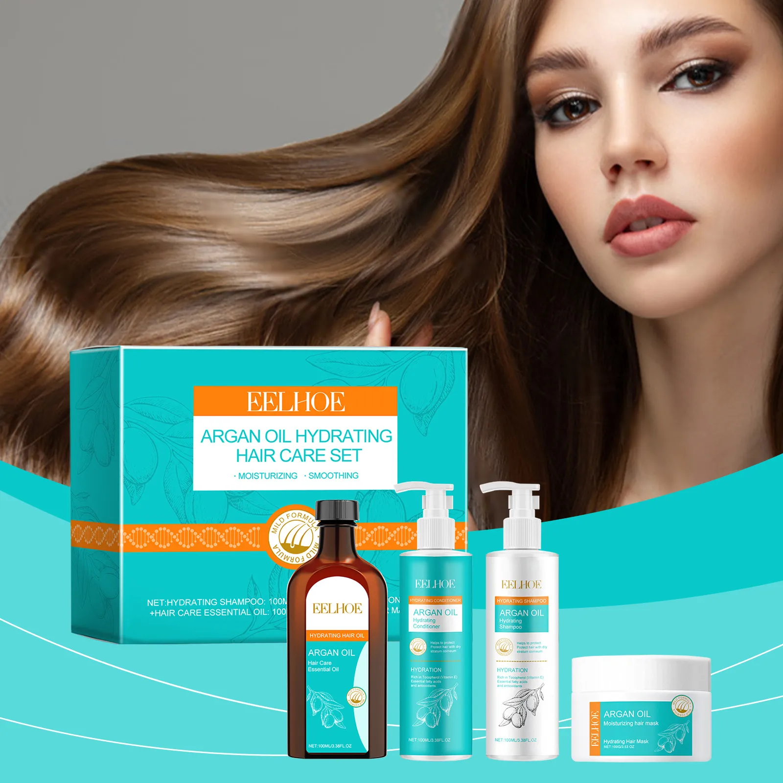 Marokkanisches Öl Feuchtigkeitsspendendes Haarpflege Set Shampoo Spülung Haarmaske Und Haaröl Nährendes Reparatur Set Für K,a,p,u,t,t,e, Haar