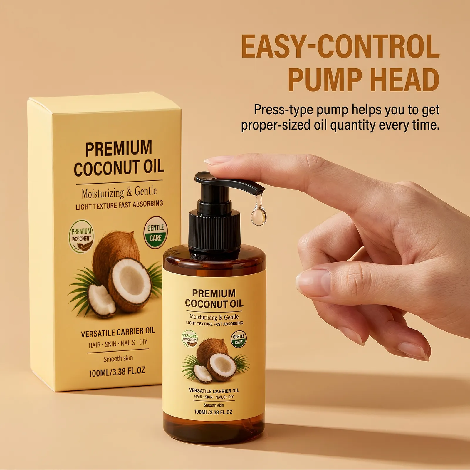 Natural Organic Multi-Purpose Coconut Oil For Hair Skin And Nail Care Hydrating And Nourishing Beauty Treatment