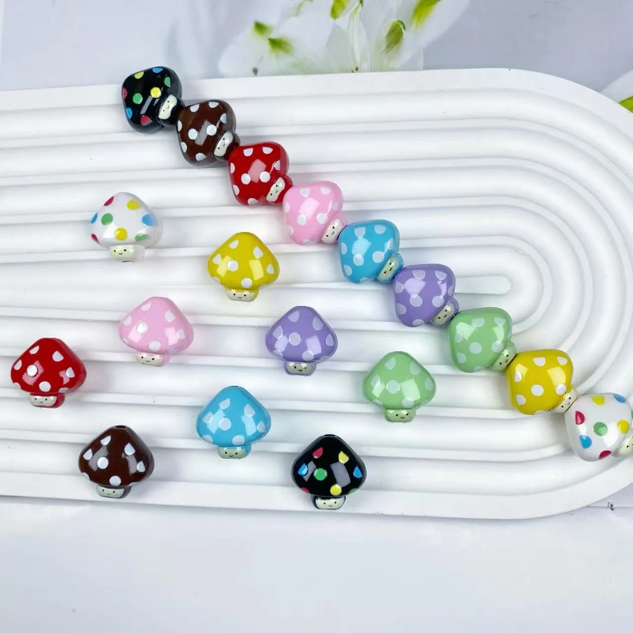 Perle Fungo A Pois Dipinte In Acrilico Perle Sciolte Accessori Per Creazione Gioielli DIY Per Catene Per Telefono Articoli Per Artigianato