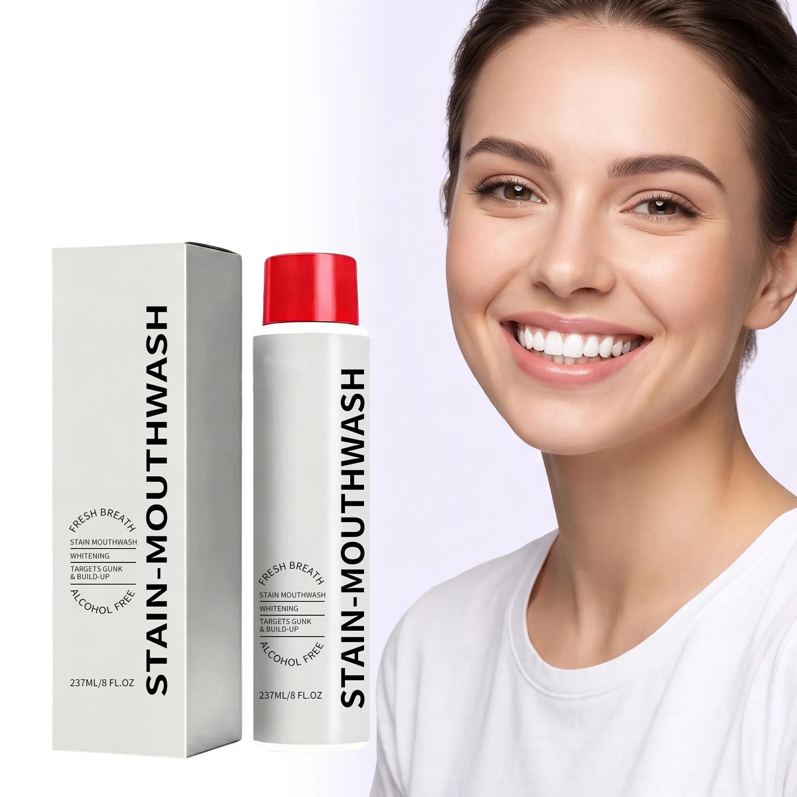 Fresh Breath Whitening Mouthwash Alcohol Free Daily Oral Care Liquid Bottled With Mild Mint Formula For Women And Men