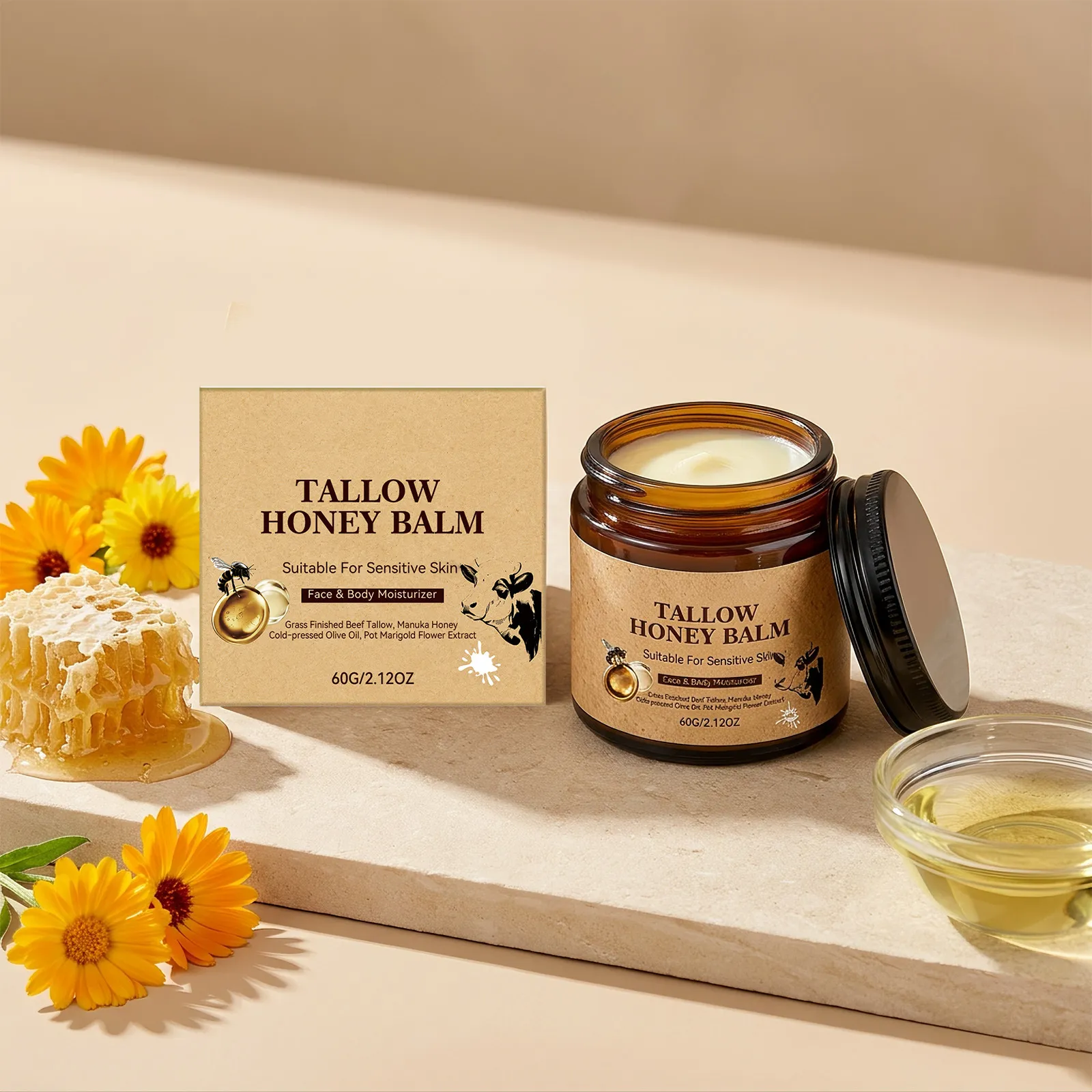 Baume Miel De Suif Hydratant Visage Et Corps Crème De Soin De Peau Naturelle Bio Pour Peau Sensible Hydratation Quotidienne