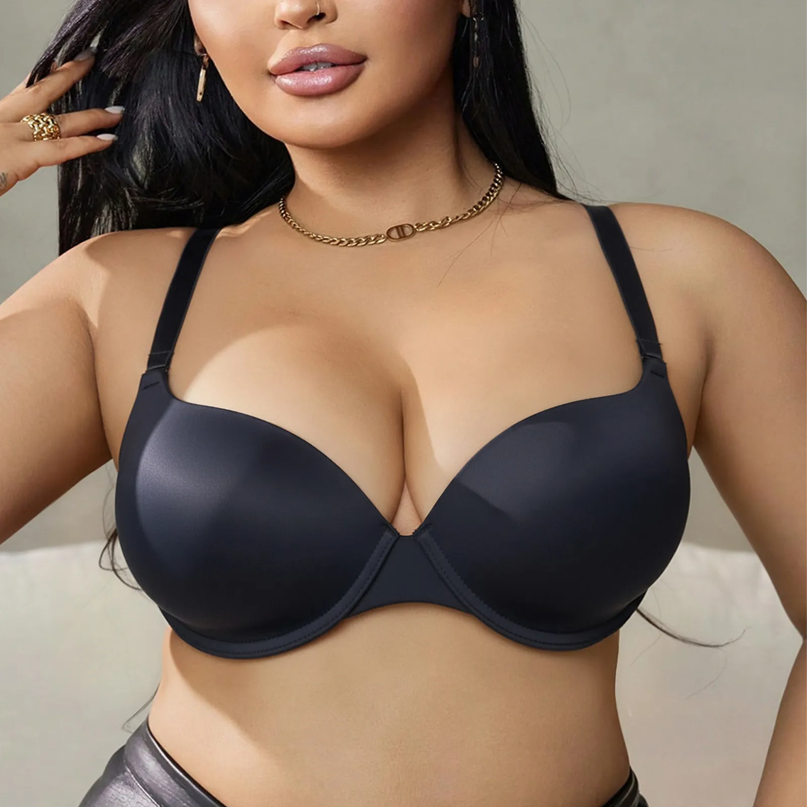 Women's Seamless Push Up Bra 3D Lift Support Polyamide Breathable Lingerie Solid Color 3/4 Cup Bra Daily Wear Underwear