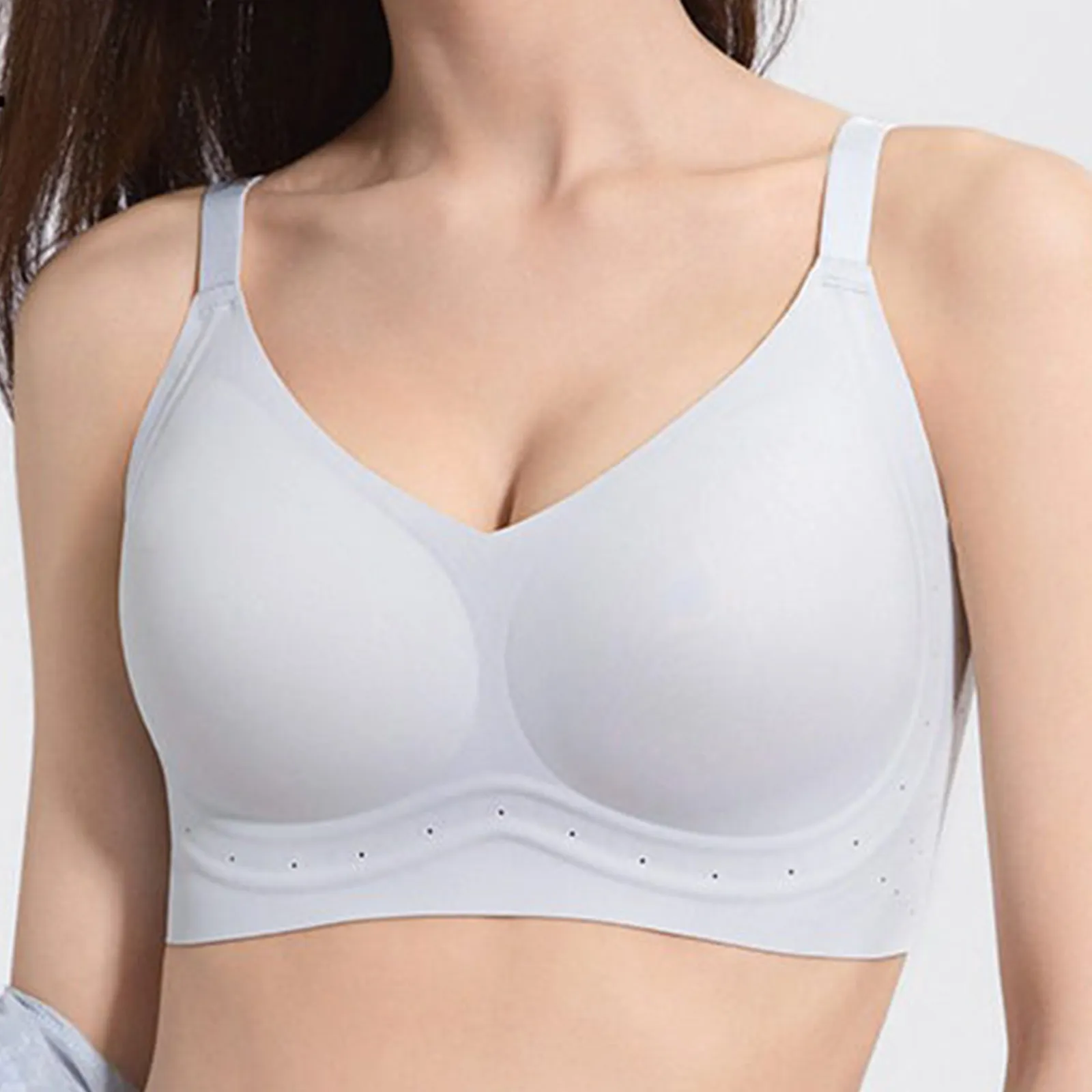 Women Seamless Jelly Plus Size Bra Wireless Breathable Comfort Nude Underwear Soft Support Adjustable Straps Ladies Lingerie
