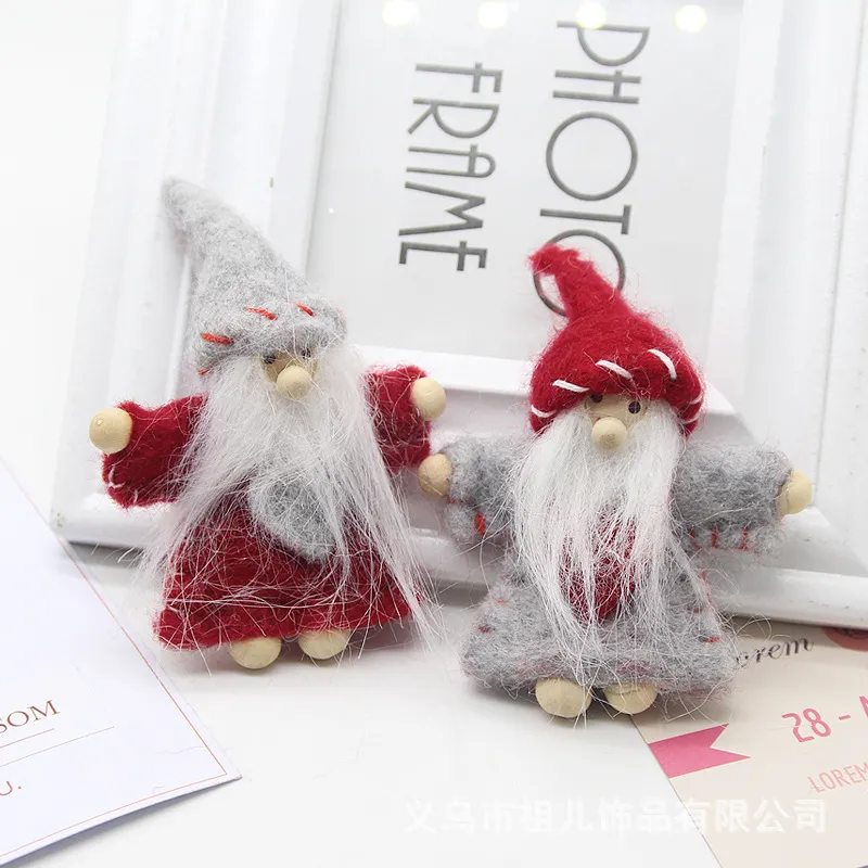 Christmas Wool Felt Santa Claus Snowman Doll Pendant DIY Handmade Accessories Festival Party Tree Hanging Decoration