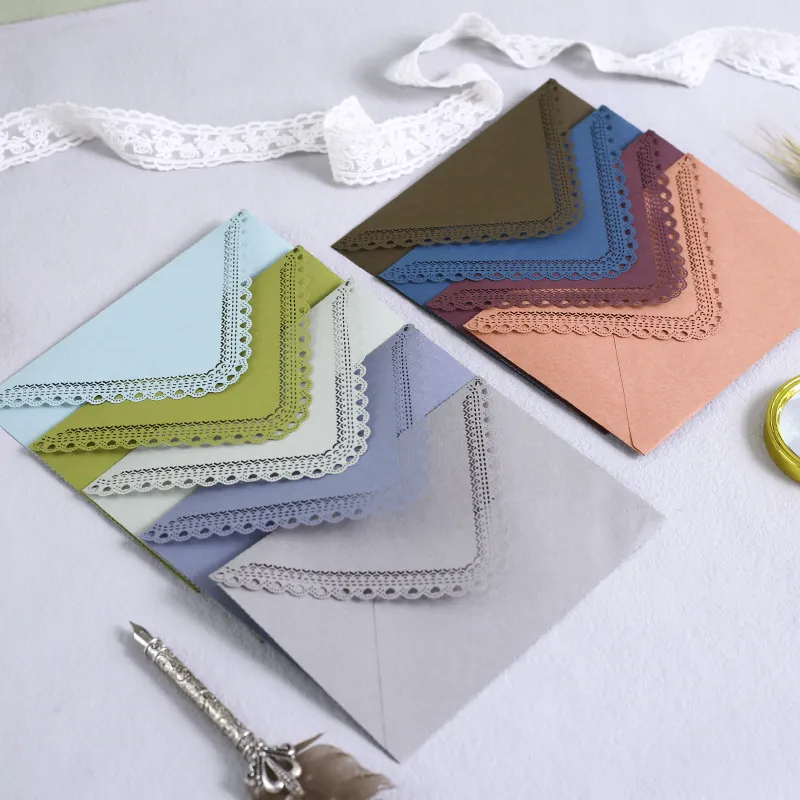 Laser Cut Lace Triangle Envelope Cotton Paper Wedding Invitation Birthday Party Greeting Card