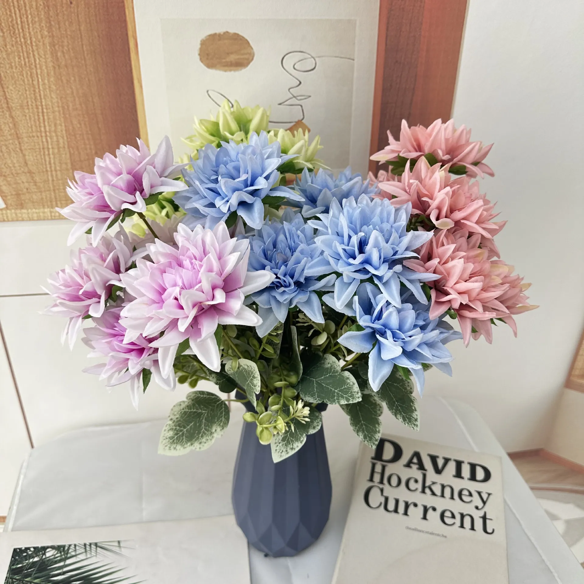 Künstliche Dahlien Blumen Seidenstoff Falsche Blumen Mehrfarbige Blumenarrangement Heim Hochzeit Party Dekoration