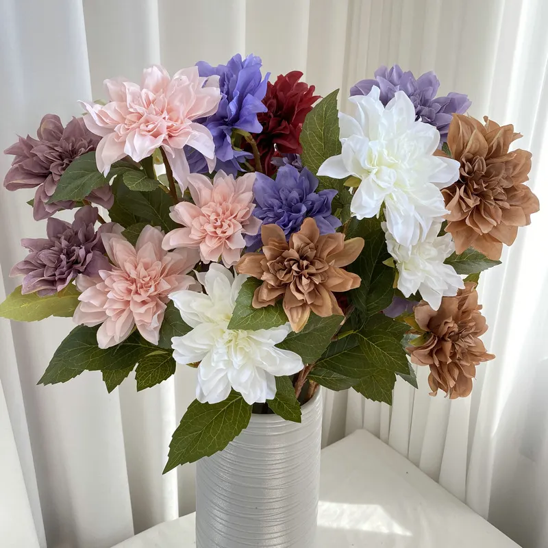 Künstliche Dahlien Blumen Falsche Seidenblumen Zweig Mit Mehreren Köpfen Für Zuhause Büro Hochzeit Party Dekor Blumenarrangement