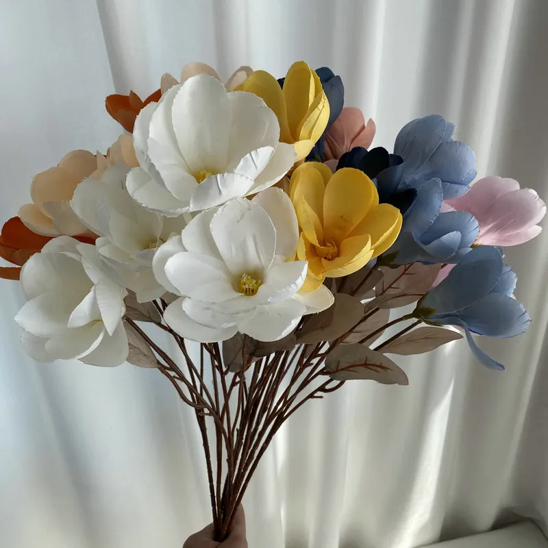 Künstliche Magnolienblüte Zweig Simulation Falsche Blumenarrangement Für Innen Heim Hochzeit Party Dekoration