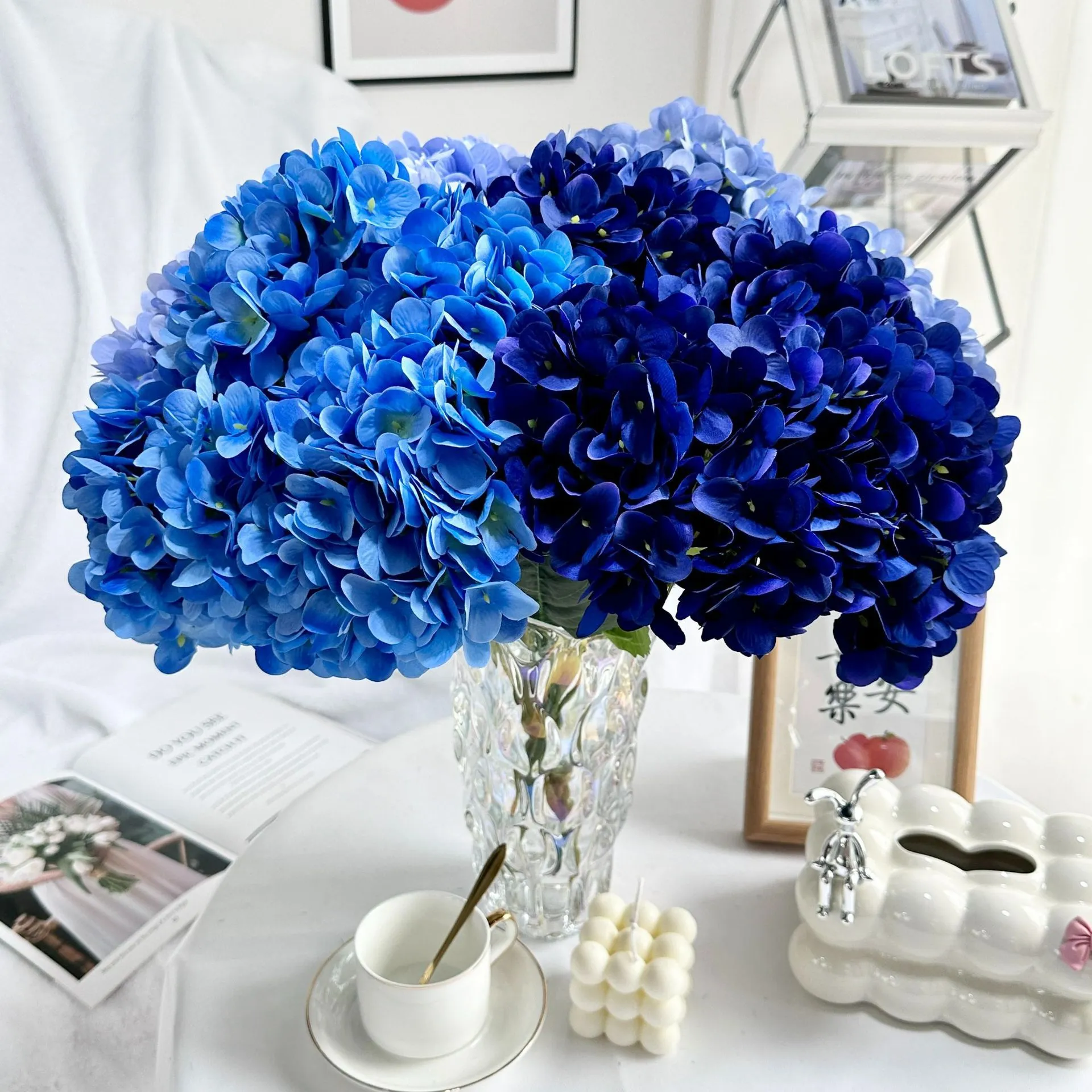 Handmade Artificial Hydrangea Flowers 5 Heads Pomegranate Silk Flower Bouquets For Home Wedding Decor Floral Arrangement