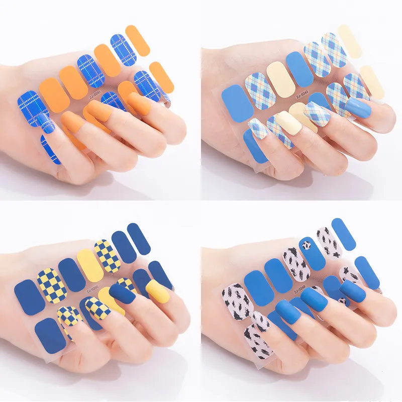 Adesivi per Unghie a Scacchiera Opaca Copertura Completa Unghie Finte Stile Ins Quotidiano Decorativo Decalcomanie per Manicure