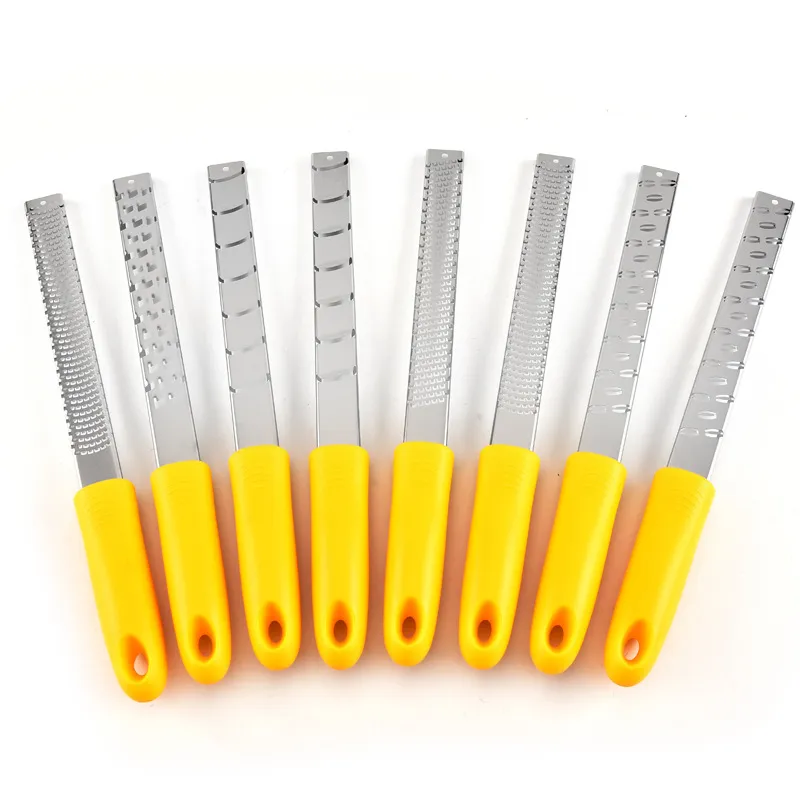 Stainless Steel Cheese Grater Multi-Functional Chocolate Lemon and Ginger Zester Kitchen Tool With Yellow Handle