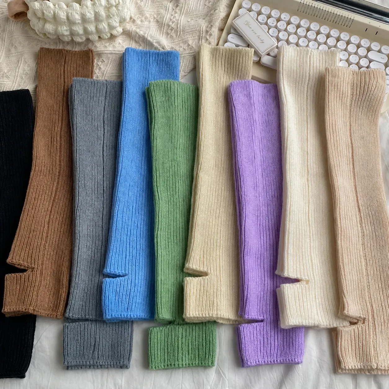 Femmes Automne Hiver Tricot Stirrup Jambières Couleurunie Côtes Longues Chaussettes Décontracté Quotidien Élastique Couvre-Pied Mode