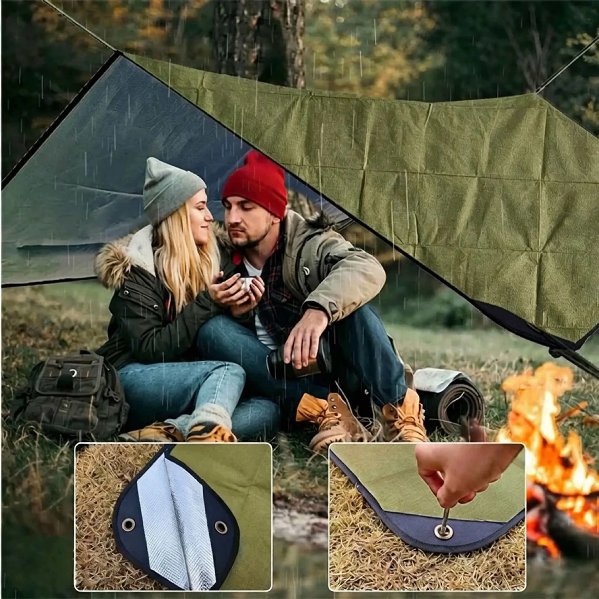 Esterilla De Picnic Portátil De Papel De Aluminio Multifuncional Para Camping Al Aire Libre Manta Térmica Impermeable